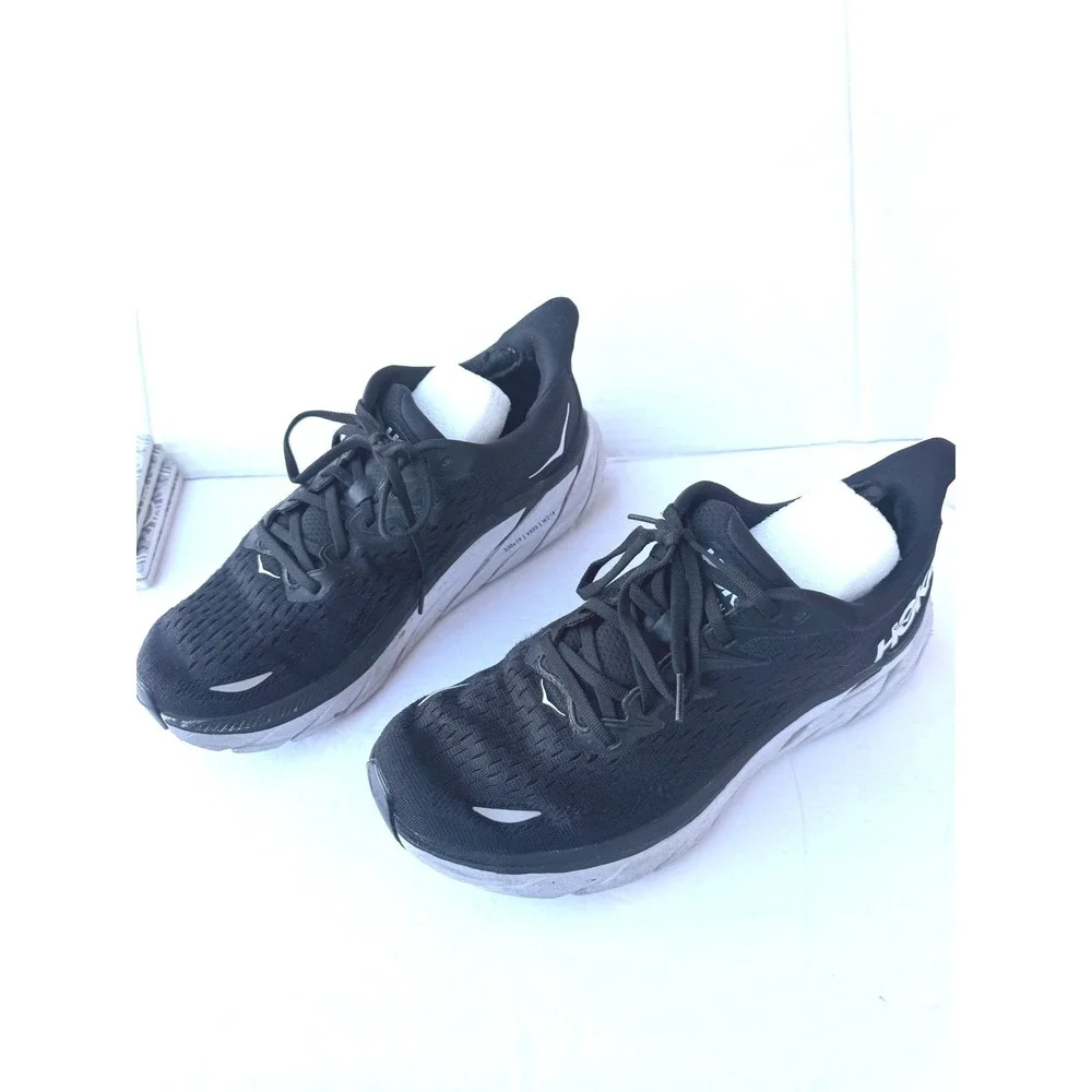 Hoka Clifton‎ 8 Mens Black White Cushion Sneaker Running Shoes EU 42 US 9.5